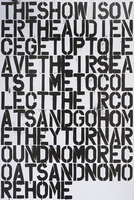 Lot 23 - Christopher Wool & Felix Gonzalez-Torres (Collaboration), 'Untitled (The Show is Over)', 1993 - 2019