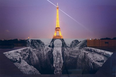 Lot 203 - JR (French 1983-), 'Trompe l'oeil, Les Falaises du Trocadéro, 25 mai 2021, 22h18, Paris, France', 2021