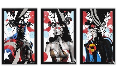 Lot 246 - Miss Bugs (British), 'The Faceless Art Three (Triptych)', 2009