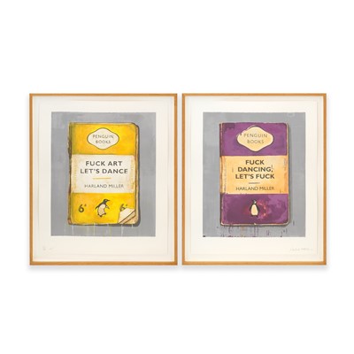 Lot 153 - Harland Miller (British 1964-), 'Fuck Art Let's Dance & Fuck Dancing Let's Fuck (Diptych)', 2011