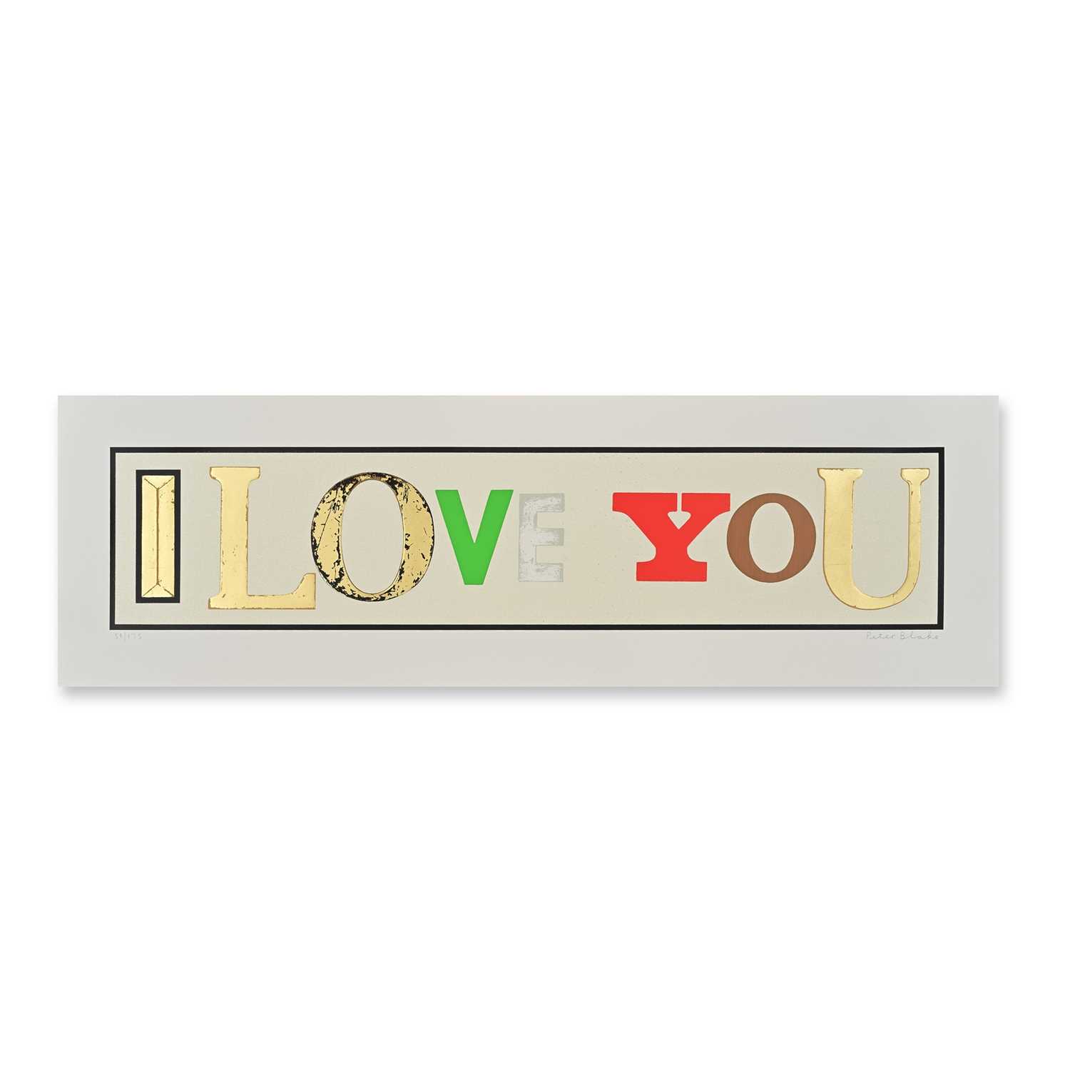 Lot 171 - Peter Blake (British 1932-), 'I Love You (White) (Diamond Dust), 2010