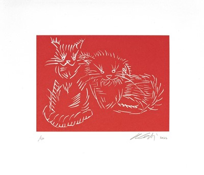 Lot 5 - Ai Weiwei (Chinese 1957-), 'Cats (Red)', 2022