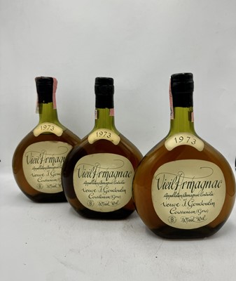 Lot 106 - 3 bottles 1973 Veuve J Goudoulin Armagnac