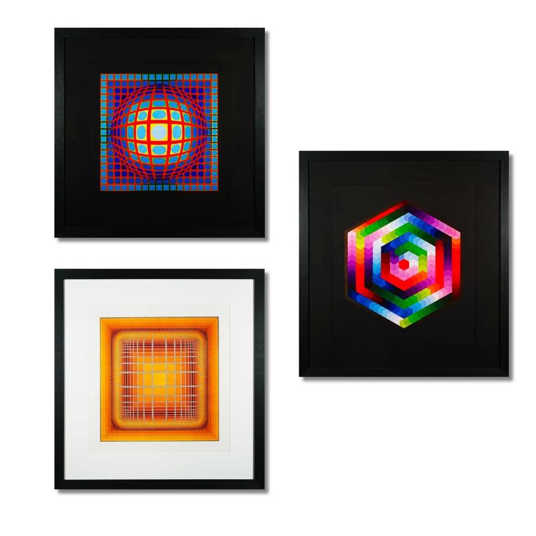 Lot 147 - Victor Vasarely (Hungarian-French 1906-1997), 'Hat-III, Koska-Vall, Dia-Ga (three works)', 1974