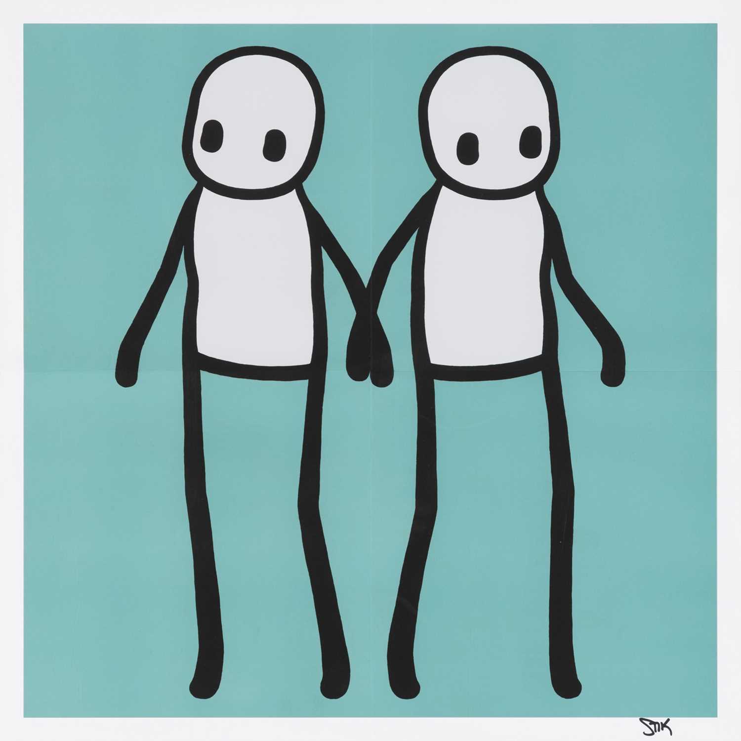 Lot 257 - Stik (British 1979-), 'Holding Hands (Teal)', 2020