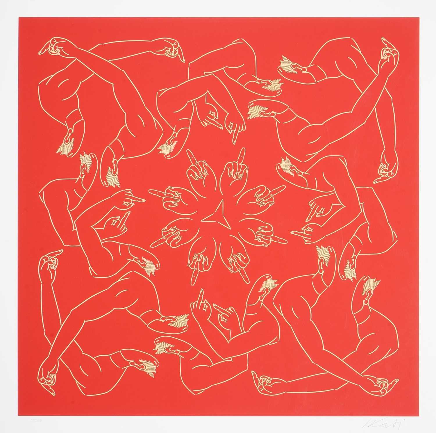 Lot 3 - Ai Weiwei (Chinese 1957-), 'Middle Finger In Red', 2023