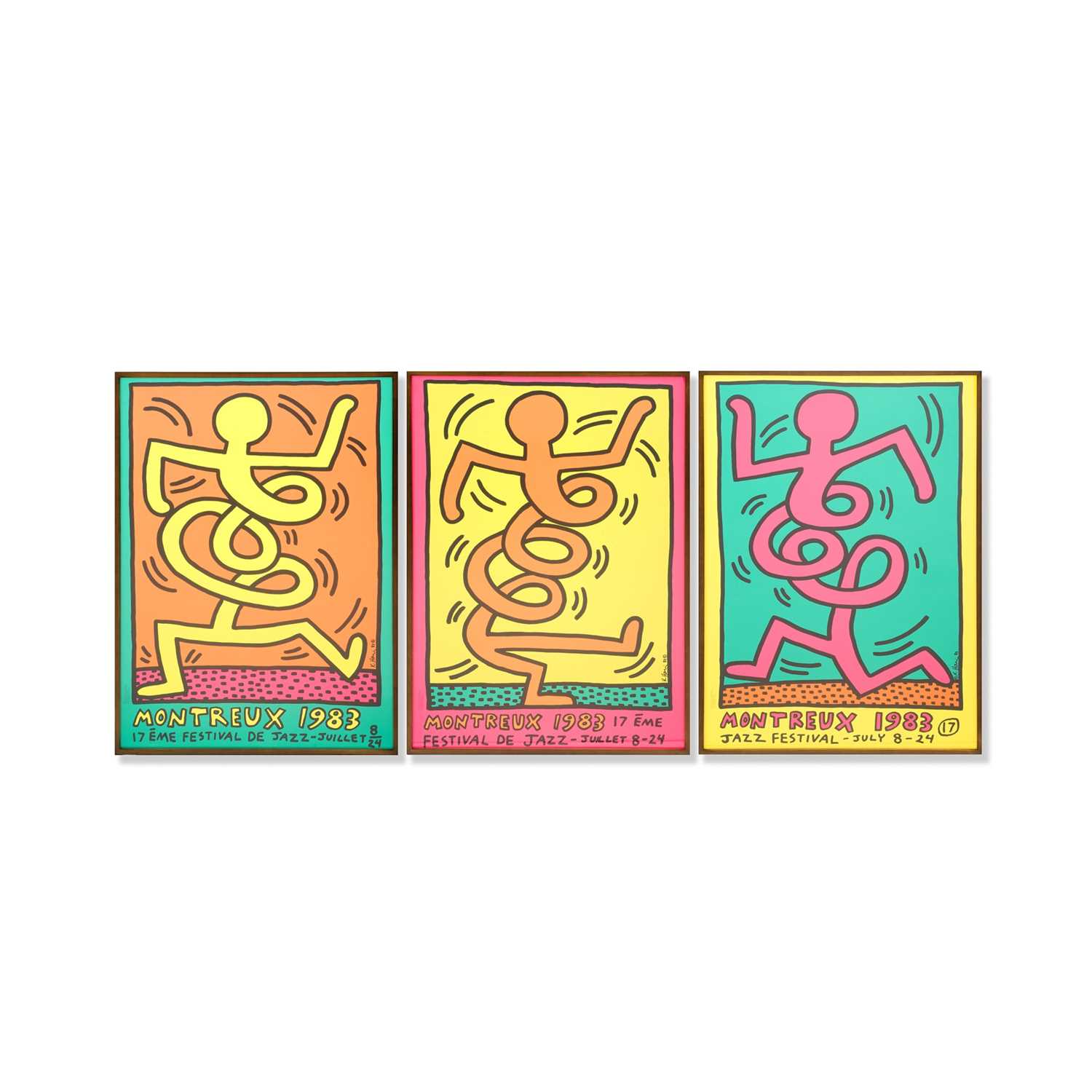 Lot 220 - Keith Haring (American 1958-1990), 'Montreux Jazz De Festival (Green, Pink & Yellow)', 1983