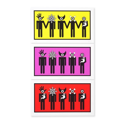 Lot 112 - Russell Shaw Higgs, 'Pedestrians (Red, Pink, Yellow)' (set of 3), 2021