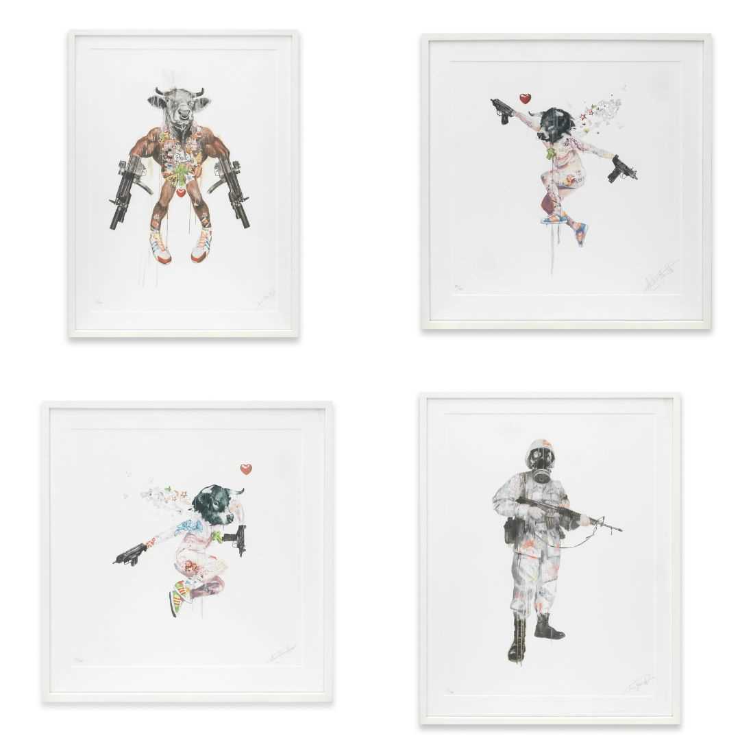 Lot 45 - Antony Micallef (British 1975-), 'Impure Idols (Improvised Minotaur, Peace Keeper, Uzi Lover I & II)', 2007 (4 Works)