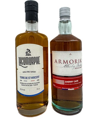 Lot 56 - 2 bottles Mixed Armorik/Lagomorphe French Whisky
