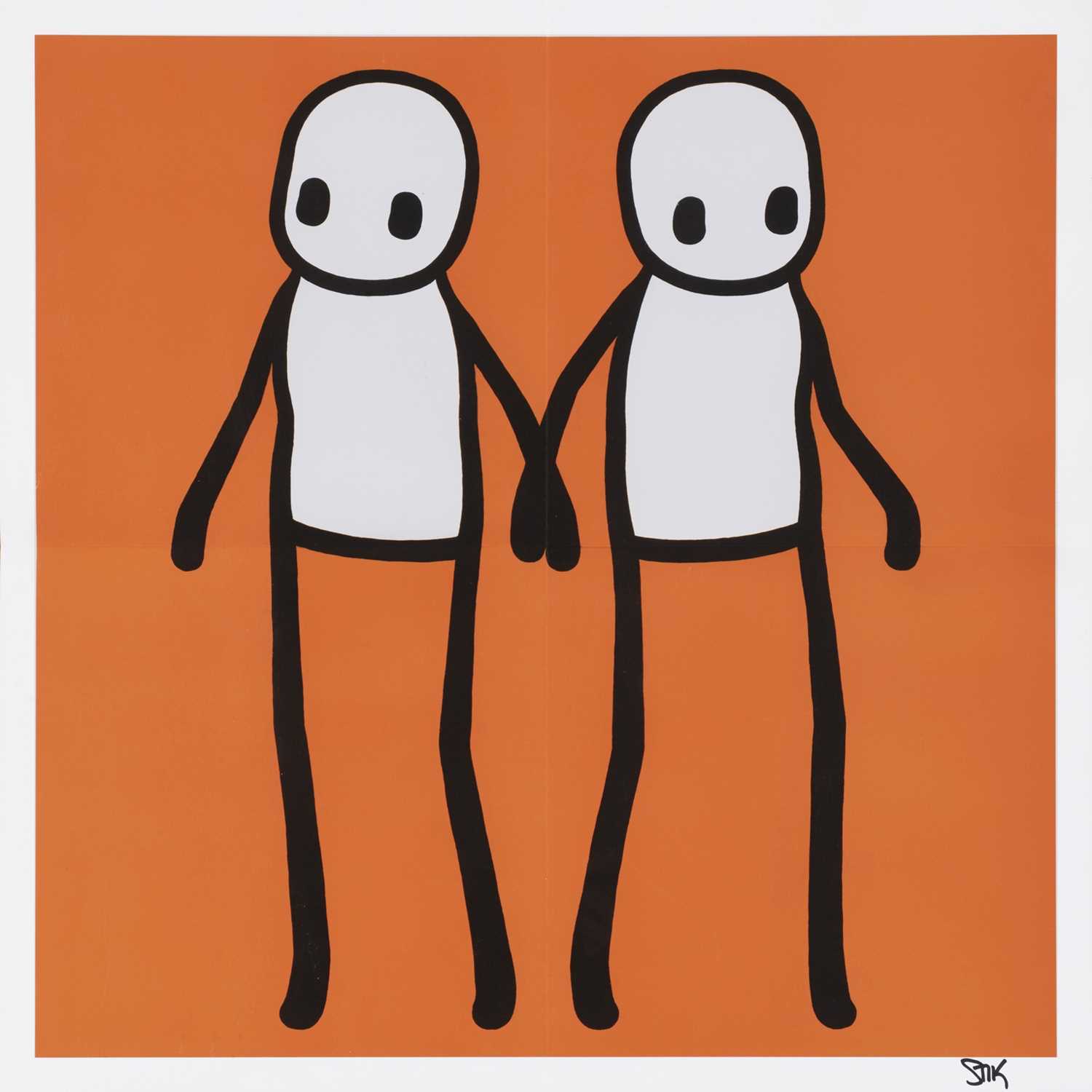 Lot 282 - Stik (British 1979-), 'Holding Hands (Orange)', 2020