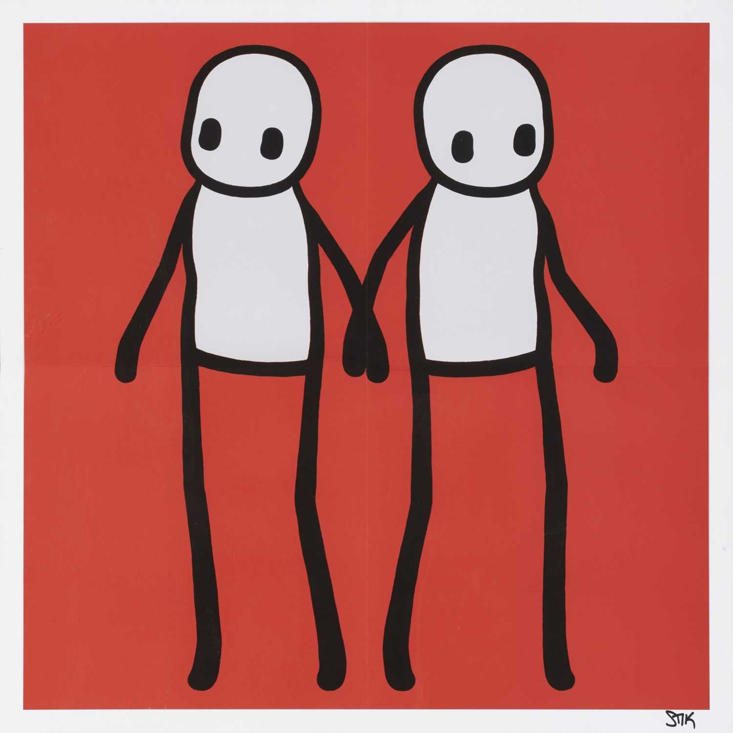 Lot 283 - Stik (British 1979-), 'Holding Hands (Red)', 2020
