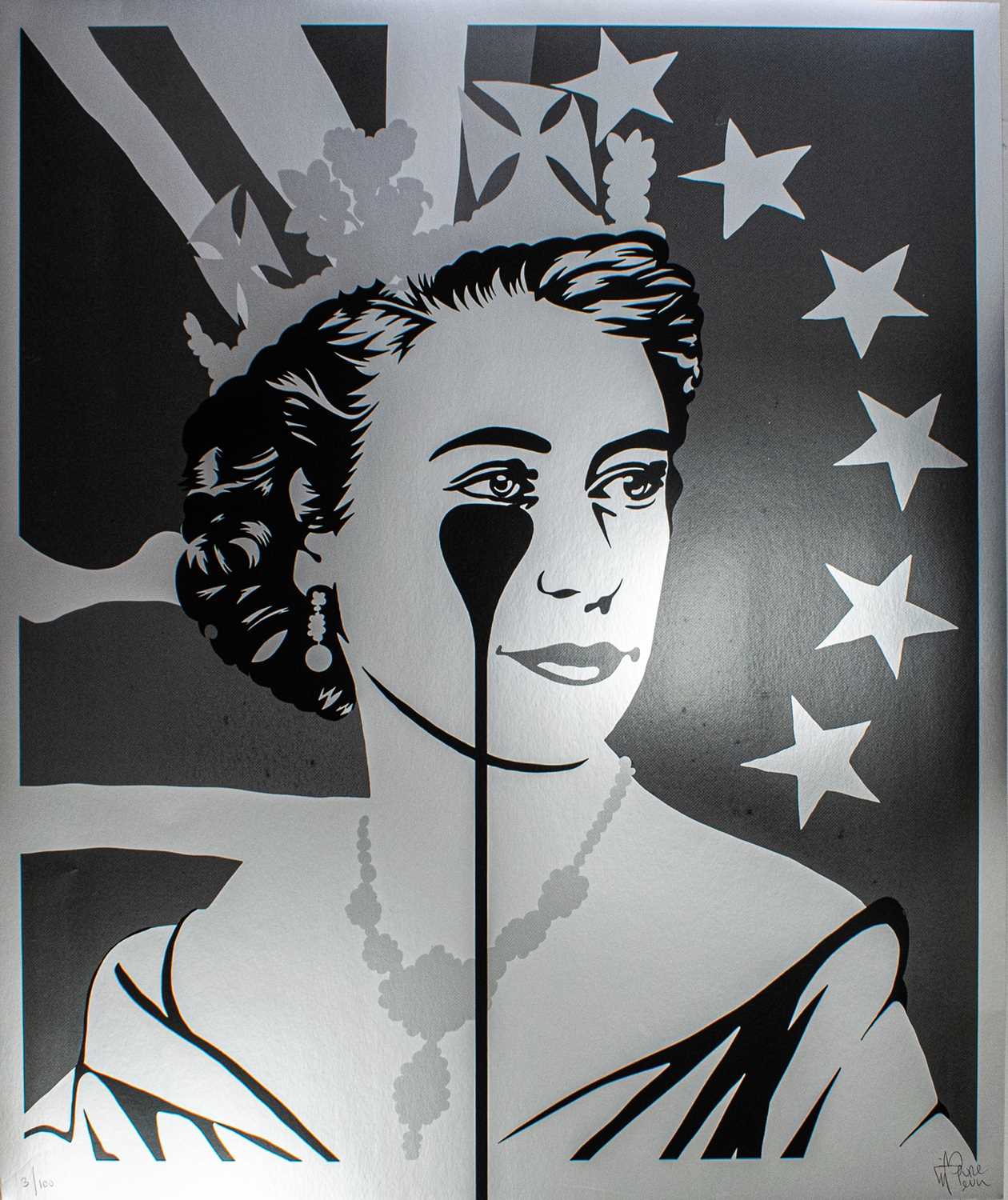 Lot 294 - Pure Evil (British 1968-), 'Brexit Nightmare - Queen Elizabeth II (Silver)'