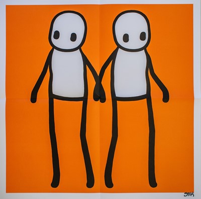 Lot 254 - Stik (British 1979-), 'Holding Hands (Orange)', 2020