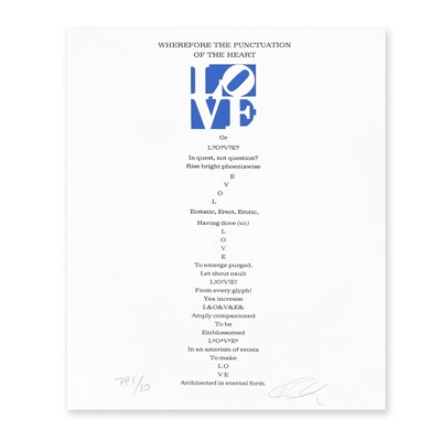 Lot 98 - Robert Indiana (American 1928-2018), 'The Book Of Love Poem - Wherefore The Punctuation Of The Heart', 1996