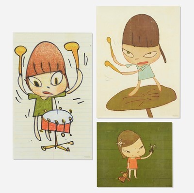 Lot 143 - Yoshitomo Nara (Japanese 1959-), 'Banging The Drum, Marching On A Butterbur Leaf & Real One', 2019/20