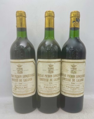 Lot 95 - 3 bottles 1986 Ch Pichon-Lalande