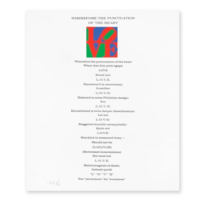 Lot 111 - Robert Indiana (American 1928-2018), 'The Book Of Love Poem - Wherefore The Punctuation Of The Heart', 1996