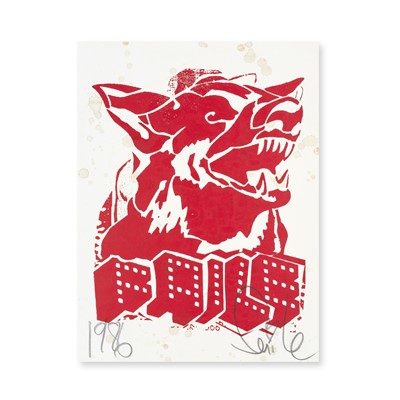 Lot 221a - Faile (Collaboration), 'Faile Dog IV - Shimmering Red', 2006