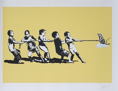 Lot 215a - Blek Le Rat (French 1951-), 'Rope Pulling (Yellow), 2021