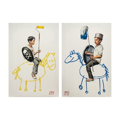 Lot 307 - Ernest Zacharevic (Lithuanian 1986-), 'Style Wars (Diptych)', 2013