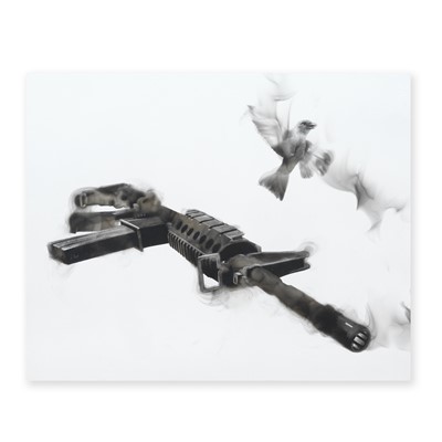 Lot 125 - Steven Spazuk (French-Canadian 1960-), 'Smoking Automatic Machine Gun', 2015