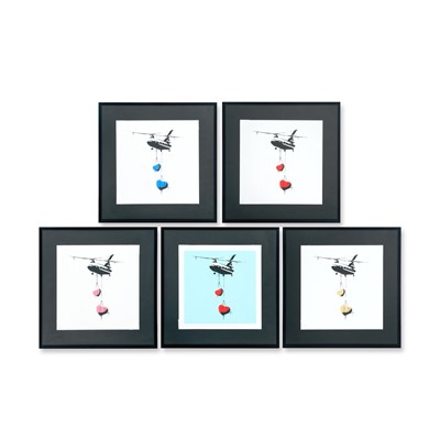 Lot 268 - Martin Whatson (Norwegian 1984), ‘Mini Chinook Hearts (Gold, Pink, Red, Blue & Blue Background)', 2012