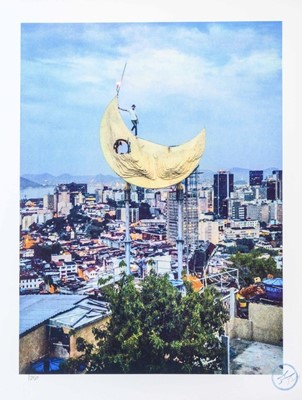 Lot 91 - JR (French 1983-), 'Casa Amarela, JR on the moon, Favela Morro da Providência, Rio de Janeiro, Brazil, 2017', 2018