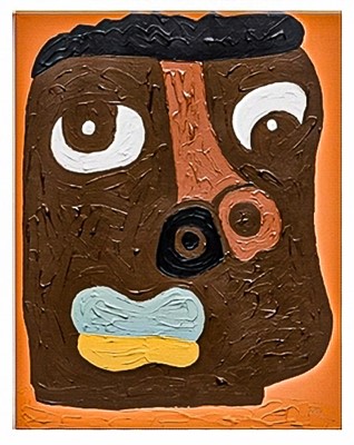 Lot 75 - Isshaq Ismail (Ghanaian 1989-), 'Talking Faces 7'