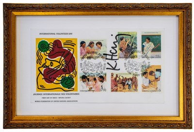 Lot 266a - Keith Haring (American 1958-1990), 'International Volunteer Day (First Day Cover)', 1988