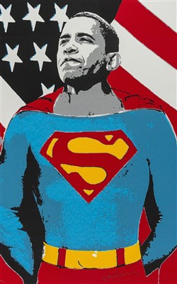 Lot 191 - Mr Brainwash (French b.1966), ‘Obama Superman (Silver)', 2009