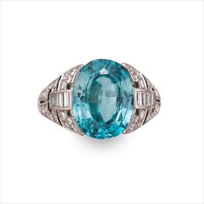 Lot 26 - A zircon and diamond dress ring.