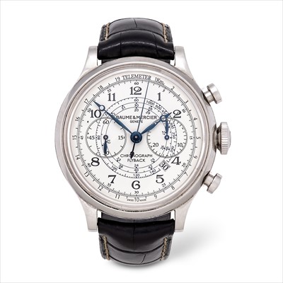 Lot 82 - Baume & Mercier - a stainless steel Capeland Flyback automatic chronograph wrist watch.