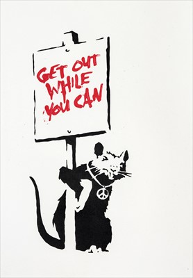 Lot 411 - Banksy (British b.1974), 'Get Out While You Can (Red)', 2004