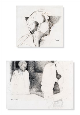 Lot 101 - Phillippa Clayden (British b.1955), 'Onlookers', 1981, two pencil studies on paper