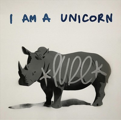 Lot 113 - Pure Evil (British b.1968), 'I Am A Unicorn - Baby Pure Rhino', 2019, unique