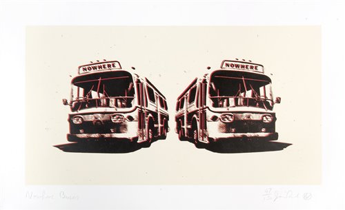 Lot 237 - Jamie Reid (British b.1947), ‘Nowhere Buses’, 2007