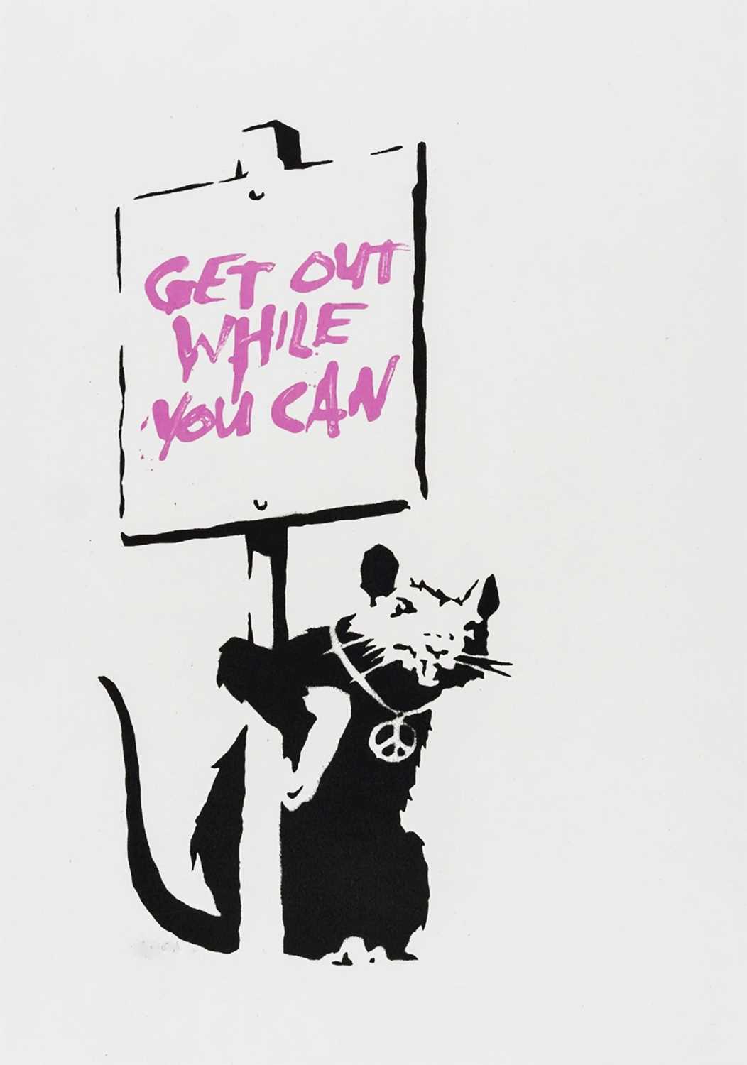 Lot 357 - Banksy (British 1974-), 'Get Out While You Can (Pink)', 2004