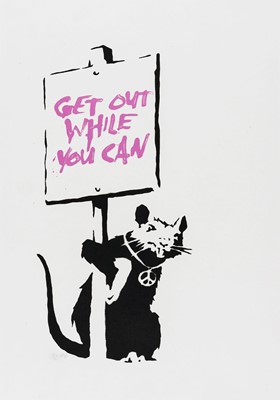 Lot 357 - Banksy (British 1974-), 'Get Out While You Can (Pink)', 2004