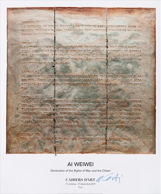 Lot 1 - Ai Weiwei (Chinese 1957-), 'Declartion Of The Rights Of Man And The Citizen', 2019