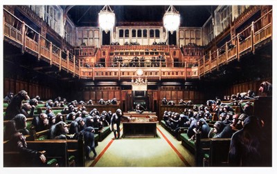Lot 64 - Banksy (British 1974-),  ‘Monkey Parliament', 2009