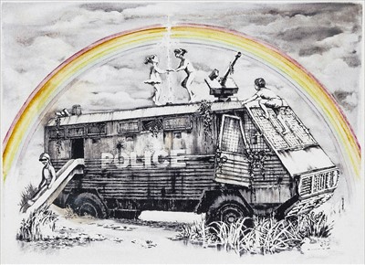 Lot 278 - Banksy (British 1974-), ‘Police Riot Van (Dismaland Gift Print)’, 2015