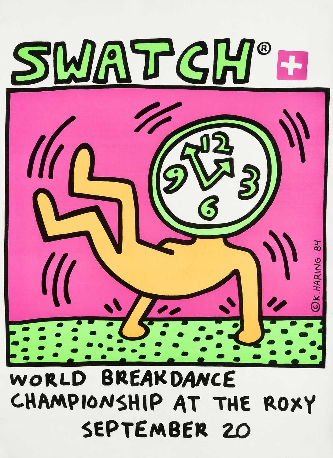 Lot 167 - Keith Haring (American 1958-1990), 'Swatch World Breakdancing Championship At The Roxy', 1984