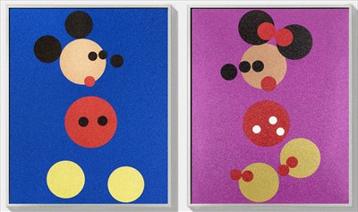 Lot 236 - Damien Hirst (British 1965-), 'Mickey (Blue Glitter) & Minnie (Pink Glitter)', 2016