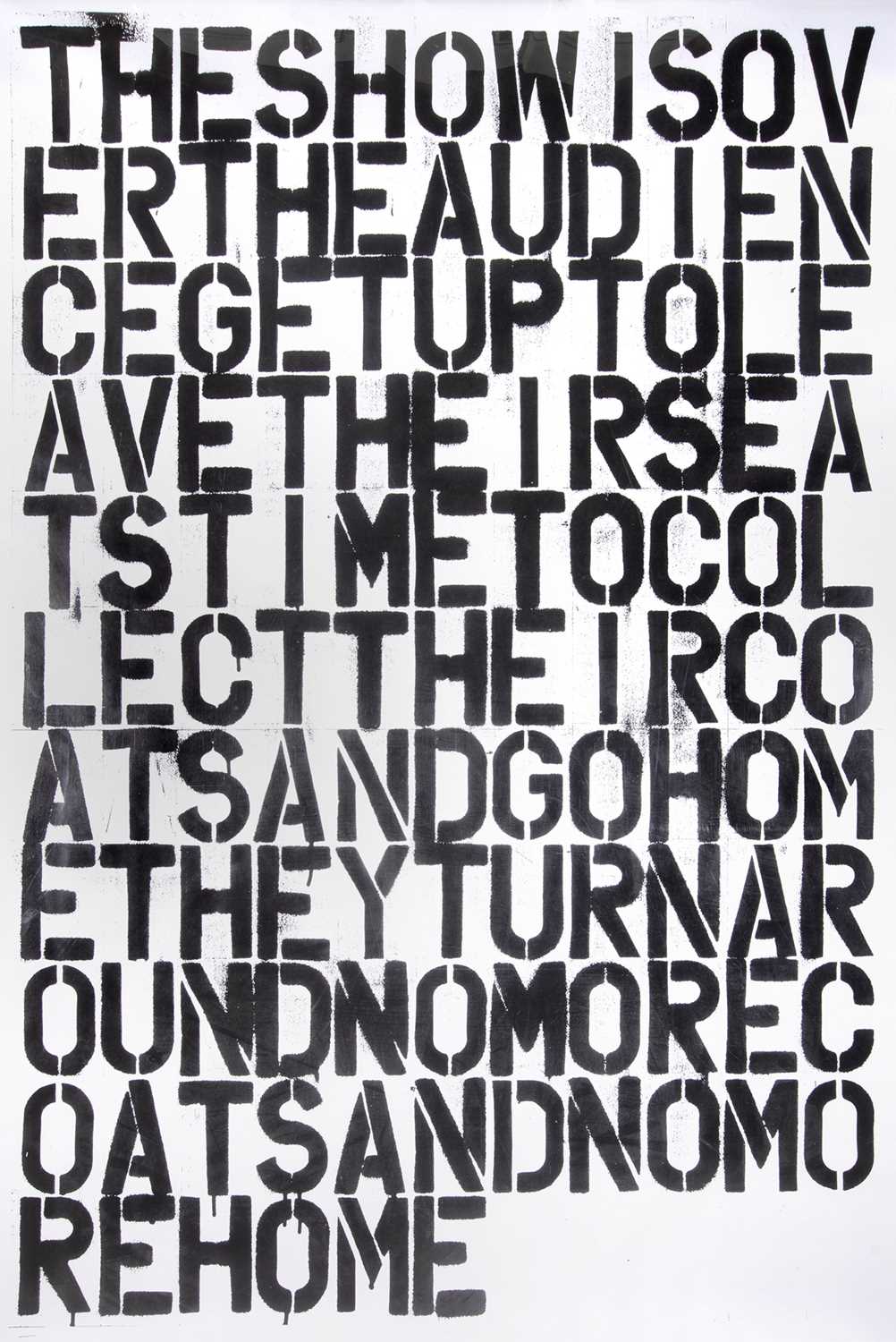 Lot 9 - Christopher Wool (After), 'The Show Is Over’