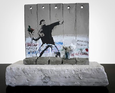 Lot 104 - Banksy (British 1974-), 'Walled Off Hotel - Five Part Souvenir Wall Section (Flower Thrower)'