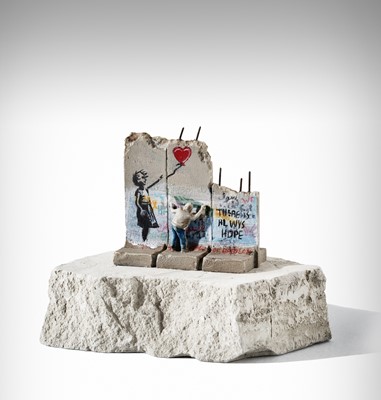 Lot 106 - Banksy (British 1974 -), 'Walled Off Hotel - Three Part Souvenir Wall Section (Girl With Balloon)'