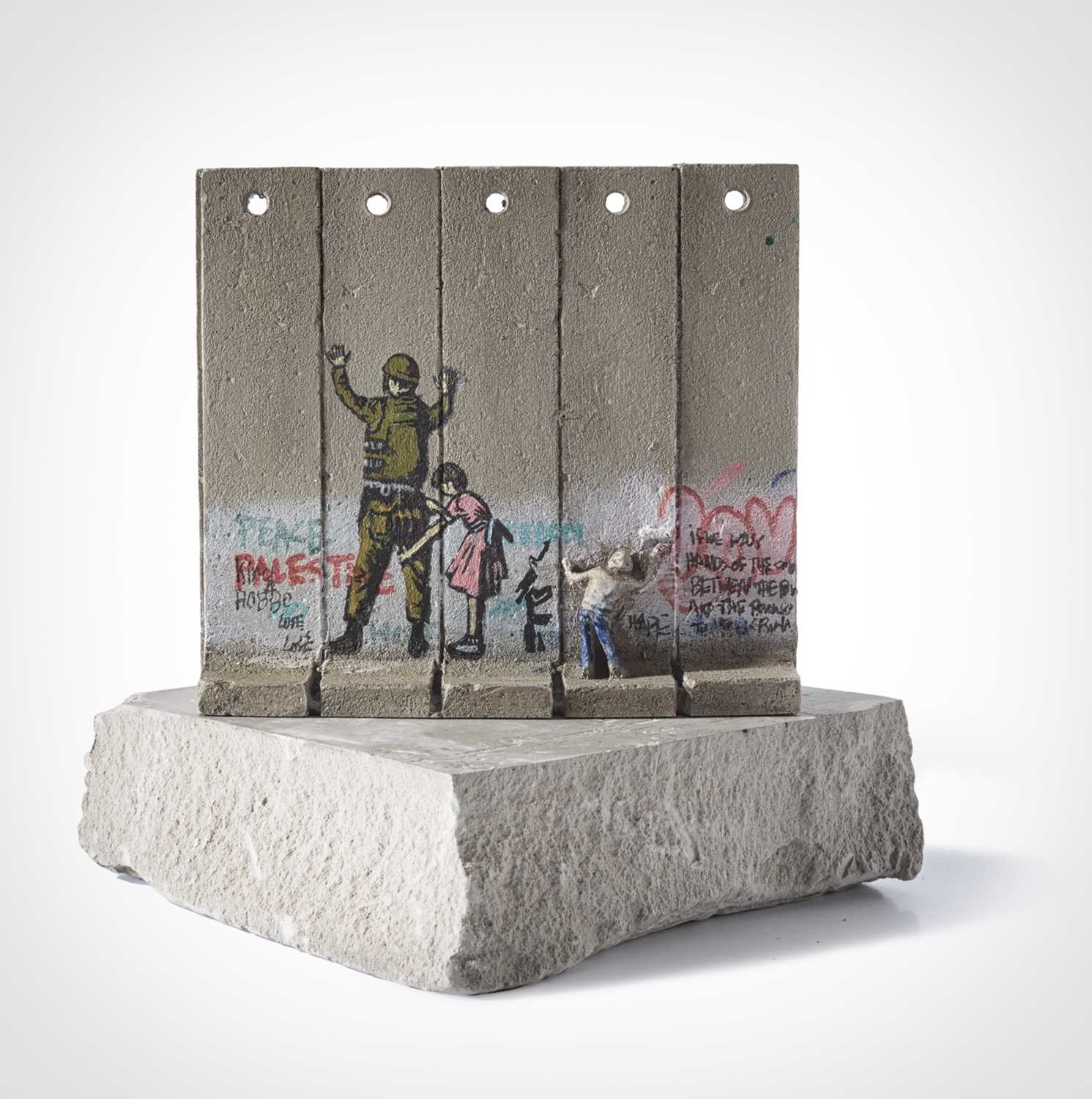 Lot 77 - Banksy (British 1974 -), Walled Off Hotel - Five Part Souvenir Wall Section (Stop And Search)