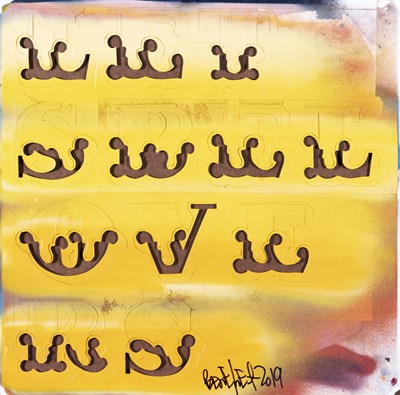 Lot 103 - Ben Eine (British 1970-), 'Lets Be Lovers (Stencil)', 2019