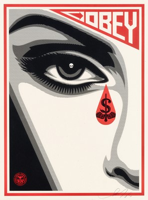 Lot 131 - Shepard Fairey (American 1970-), 'Eye Alert (Cream & Red)', 2010